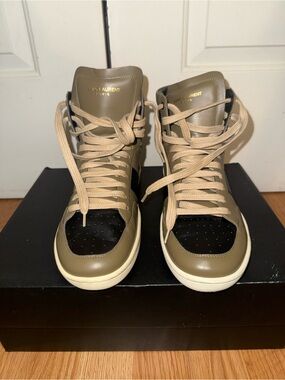 Saint Laurent High Top trainers in khaki and black SL/100H